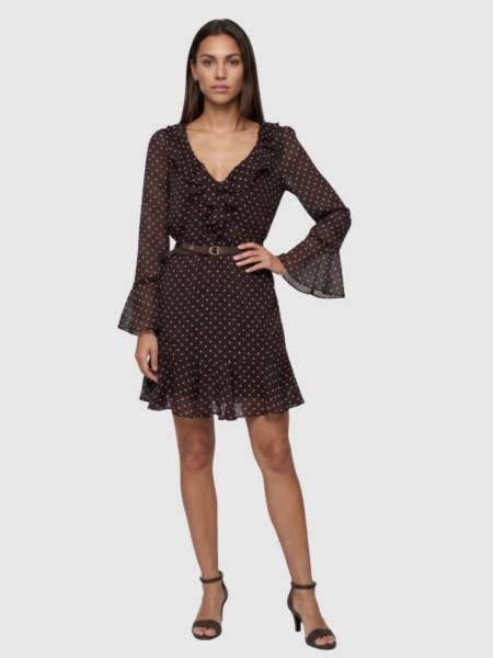 Vestido Guess Mulher Ls Emy Belted Dress Vestido Guess Mulher Ls Emy Belted Dress
