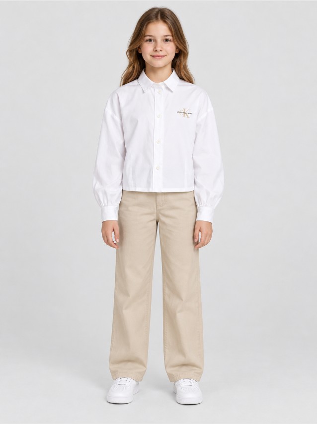 Camisa Menina Volume Sleeve Calvin Klein