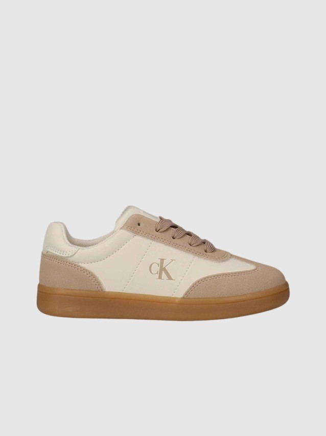 Sapatilha Calvin Klein Menina Low Cut Lace-Up Sneaker Nude/milk