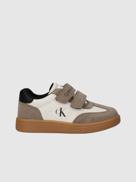 Sapatilha Calvin Klein Menino Low Cut Velcro Sneaker Taupe/off Wh Sapatilha Calvin Klein Menino Low Cut Velcro Sneaker Taupe/off Wh