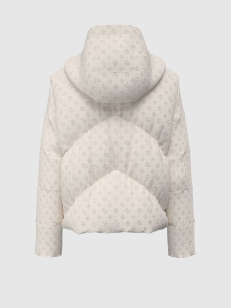 Kispo Guess Mulher New Daisy Crop Logo Puffer Kispo Guess Mulher New Daisy Crop Logo Puffer