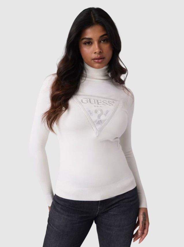 Camisola Guess Mulher Ls Tn Hallie Triangle Logo Swt