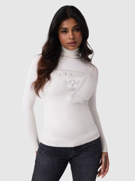 Camisola Guess Mulher Ls Tn Hallie Triangle Logo Swt Camisola Guess Mulher Ls Tn Hallie Triangle Logo Swt