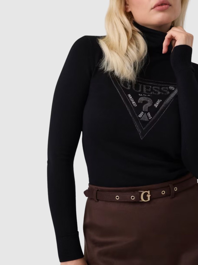 Camisola Guess Mulher Ls Tn Hallie Triangle Logo Swt