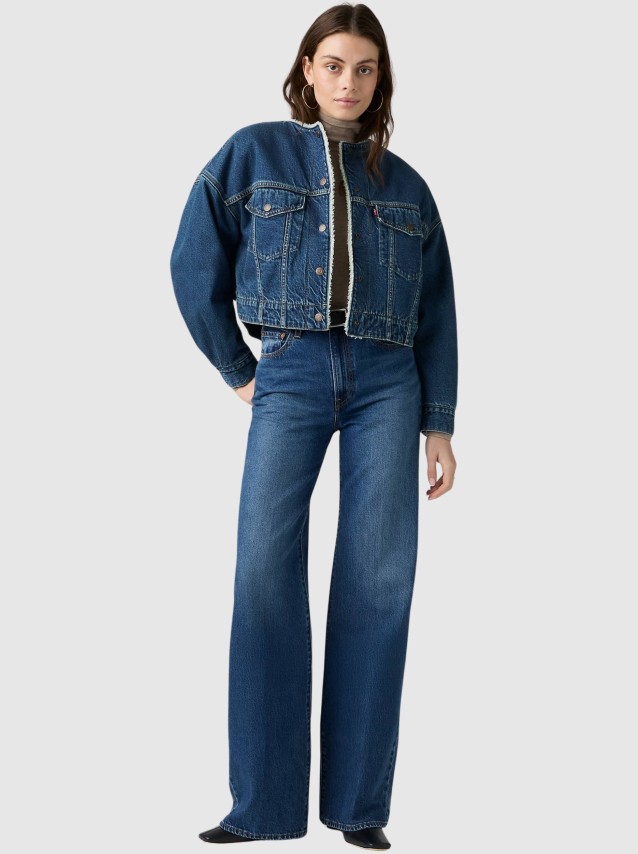 Jeans Levis Mulher Ribcage Wide Leg H223 Med Indigo - Worn In