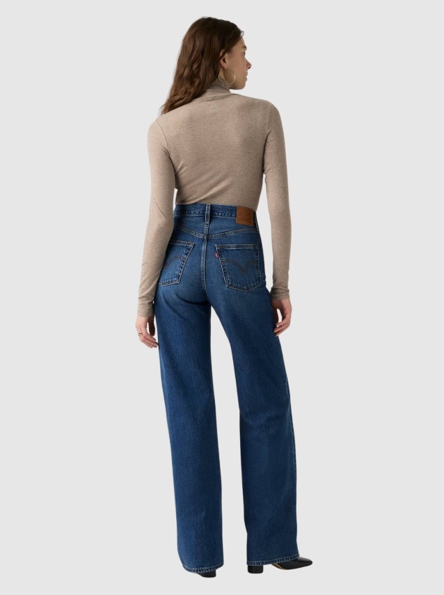 Jeans Levis Mulher Ribcage Wide Leg H223 Med Indigo - Worn In