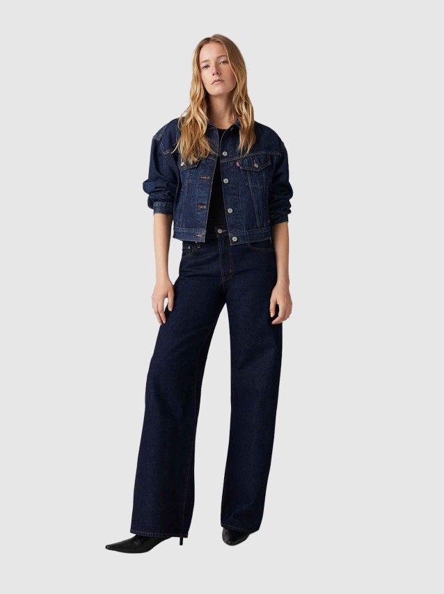 Jeans Levis  Mulher Xl Straight Dark Indigo - Flat Finish