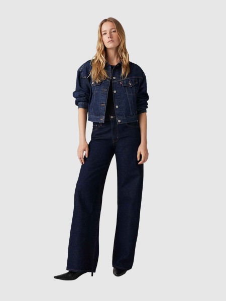 Jeans Levis  Mulher Xl Straight Dark Indigo - Flat Finish
