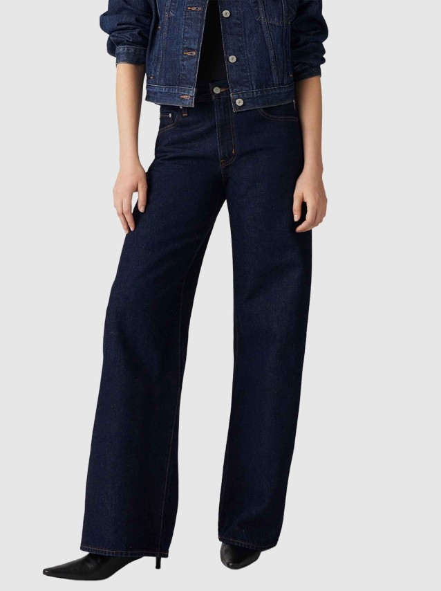 Jeans Levis  Mulher Xl Straight Dark Indigo - Flat Finish