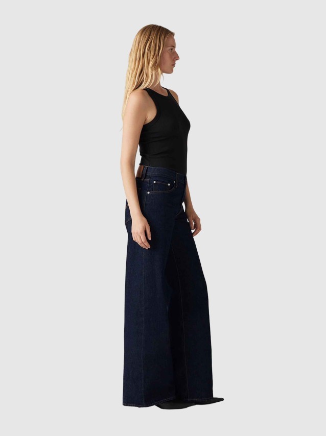 Jeans Levis  Mulher Xl Straight Dark Indigo - Flat Finish