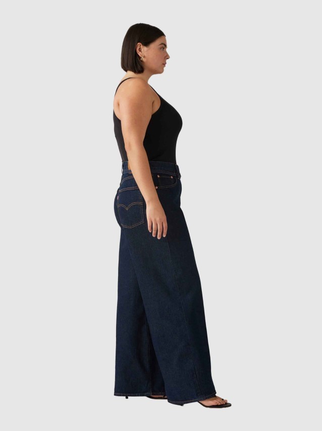 Jeans Levis  Mulher Xl Straight Dark Indigo - Flat Finish
