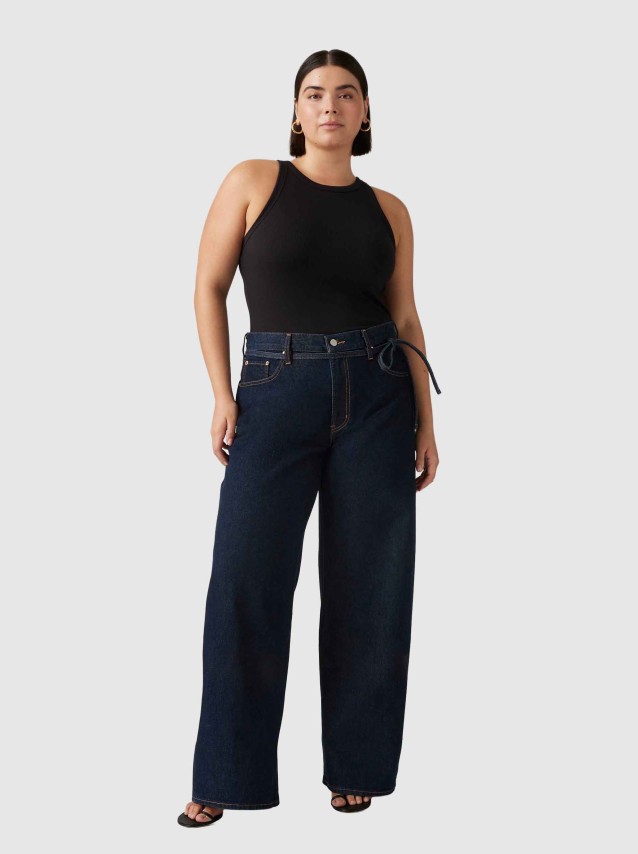 Jeans Levis  Mulher Xl Straight Dark Indigo - Flat Finish
