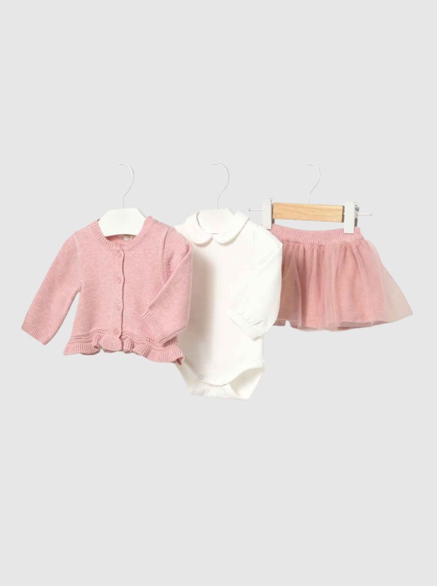 Conjunto 3 Peças Mayoral Menina Conj. Saia Tricô E Tule