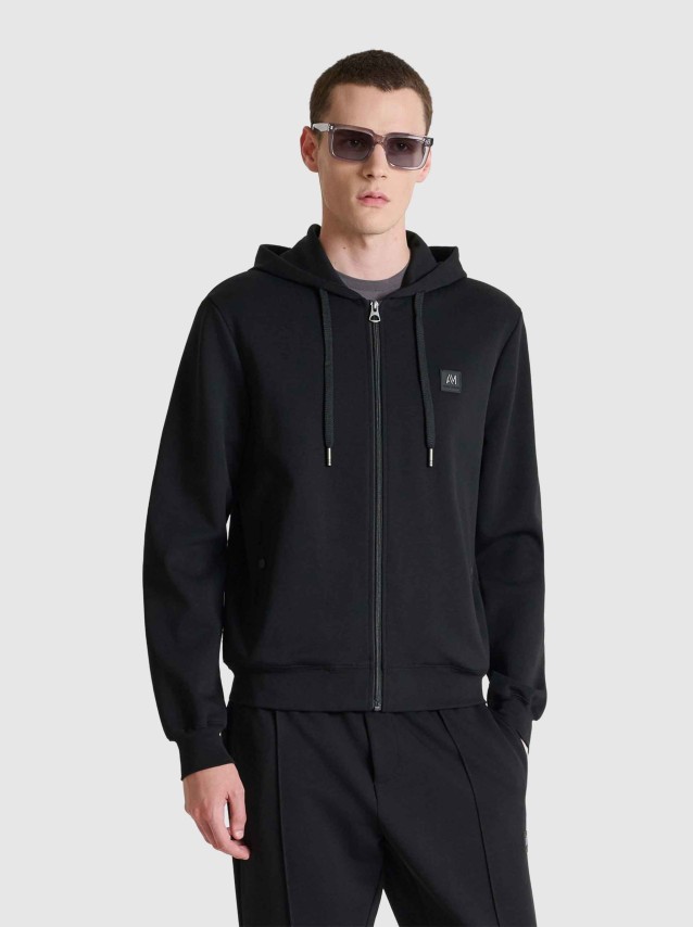 Casaco Antony Morato Homem Hoodie Regular Fit In Interlock Cotton Blend Fabric With Logoed Patch