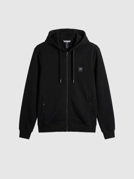 Casaco Antony Morato Homem Hoodie Regular Fit In Interlock Cotton Blend Fabric With Logoed Patch Casaco Antony Morato Homem Hoodie Regular Fit In Interlock Cotton Blend Fabric With Logoed Patch