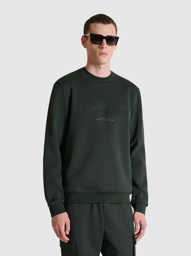 Sweatshirt Antony Morato Homem Sweatshirt Regular Fit Interlock Fabric With Cuneo + Embossed Logo Pr