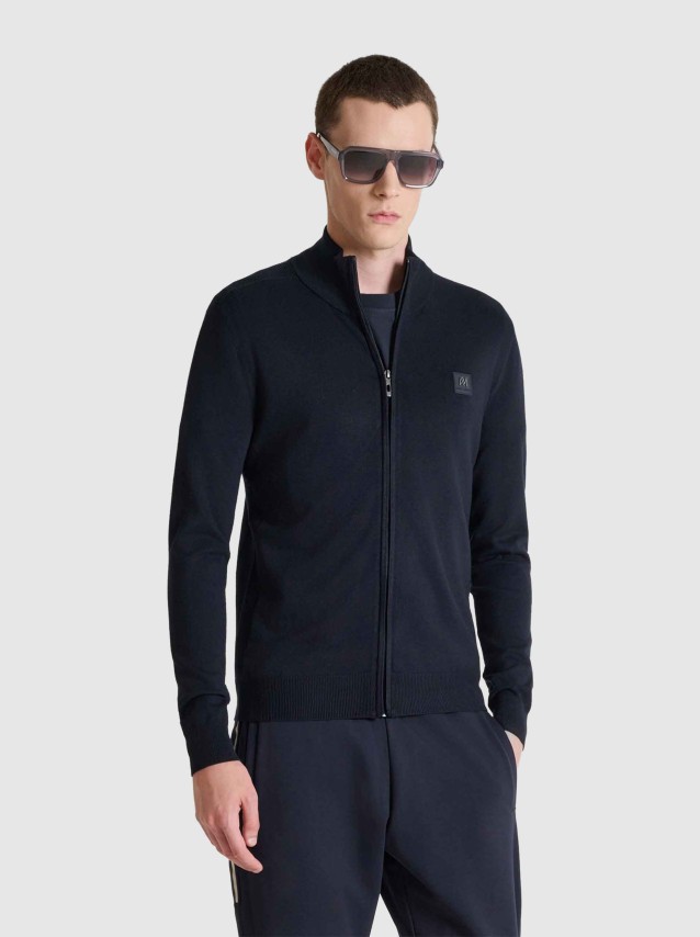 Casaco Antony Morato Homem Sweater Slim Fit In Viscosa Blend Yarn With Metal Logo Rubber Patch