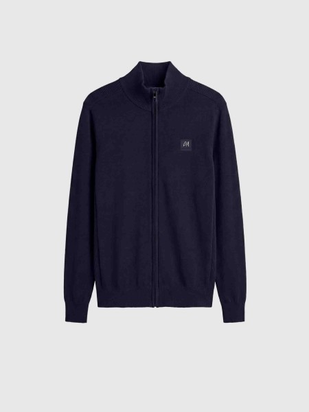 Casaco Antony Morato Homem Sweater Slim Fit In Viscosa Blend Yarn With Metal Logo Rubber Patch Casaco Antony Morato Homem Sweater Slim Fit In Viscosa Blend Yarn With Metal Logo Rubber Patch