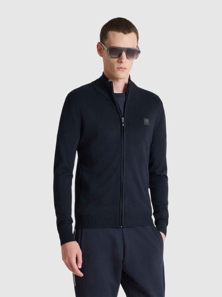 Casaco Antony Morato Homem Sweater Slim Fit In Viscosa Blend Yarn With Metal Logo Rubber Patch