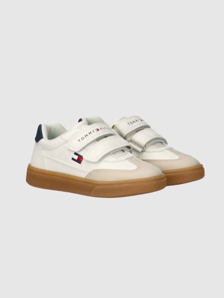 Sapatilha Tommy Hilfiger Menino Low Cut Velcro Sneaker Beige/off Wh Sapatilha Tommy Hilfiger Menino Low Cut Velcro Sneaker Beige/off Wh