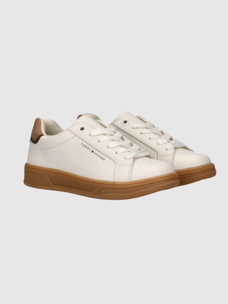 Sapatilha Tommy Hilfiger Menino Low Cut Lace-Up Sneaker Off White/b Sapatilha Tommy Hilfiger Menino Low Cut Lace-Up Sneaker Off White/b