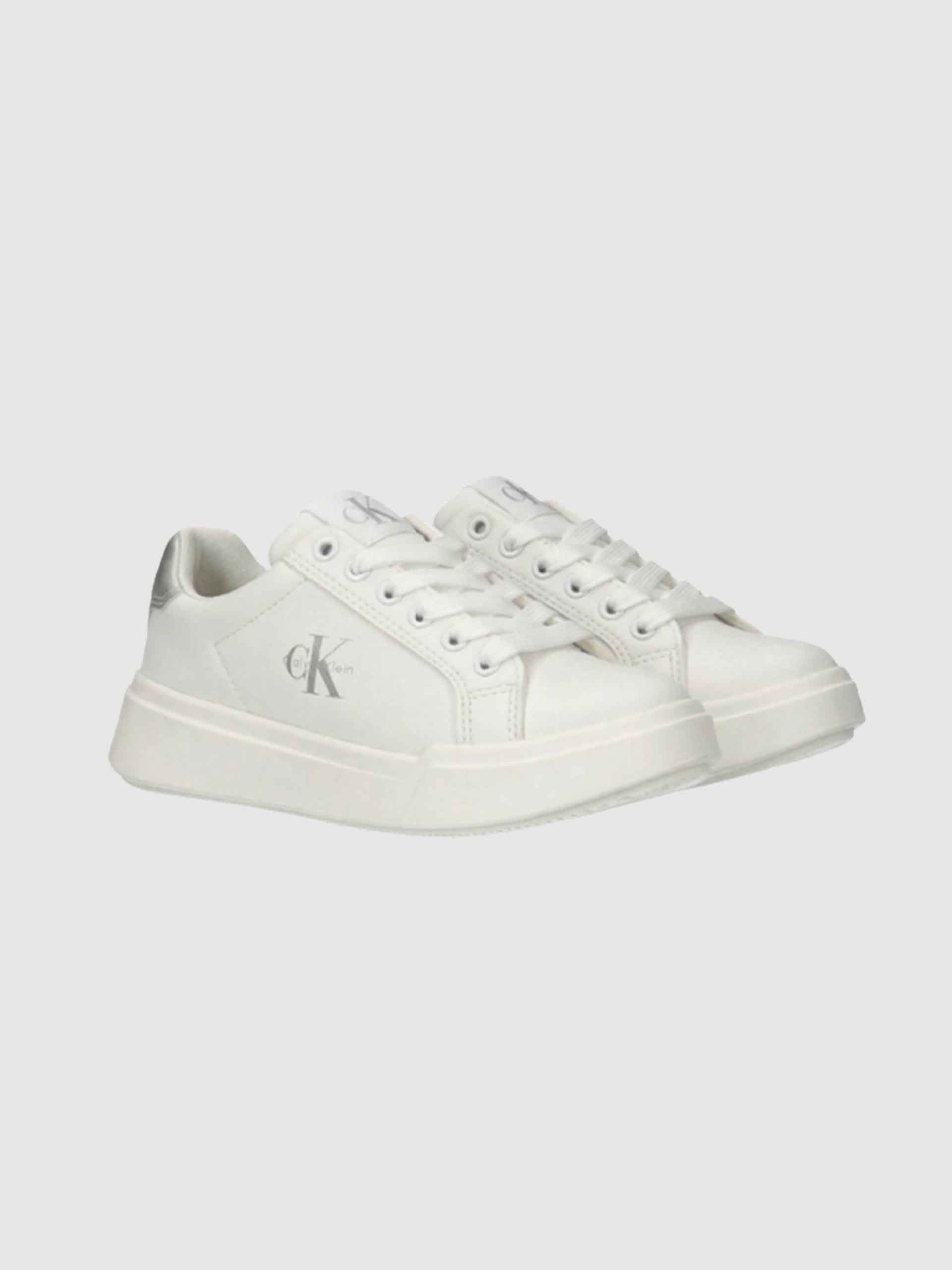 Sapatilha Calvin Klein Menina Low Cut Lace-Up Sneaker White/silve