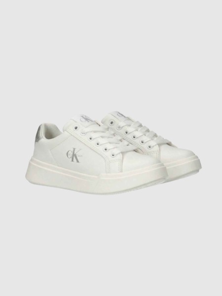Sapatilha Calvin Klein Menina Low Cut Lace-Up Sneaker White/silve