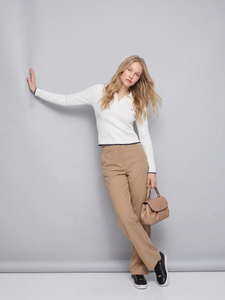 Polo Tommy Jeans Mulher Tjw Micro Cable Polo Sweater Ext Polo Tommy Jeans Mulher Tjw Micro Cable Polo Sweater Ext