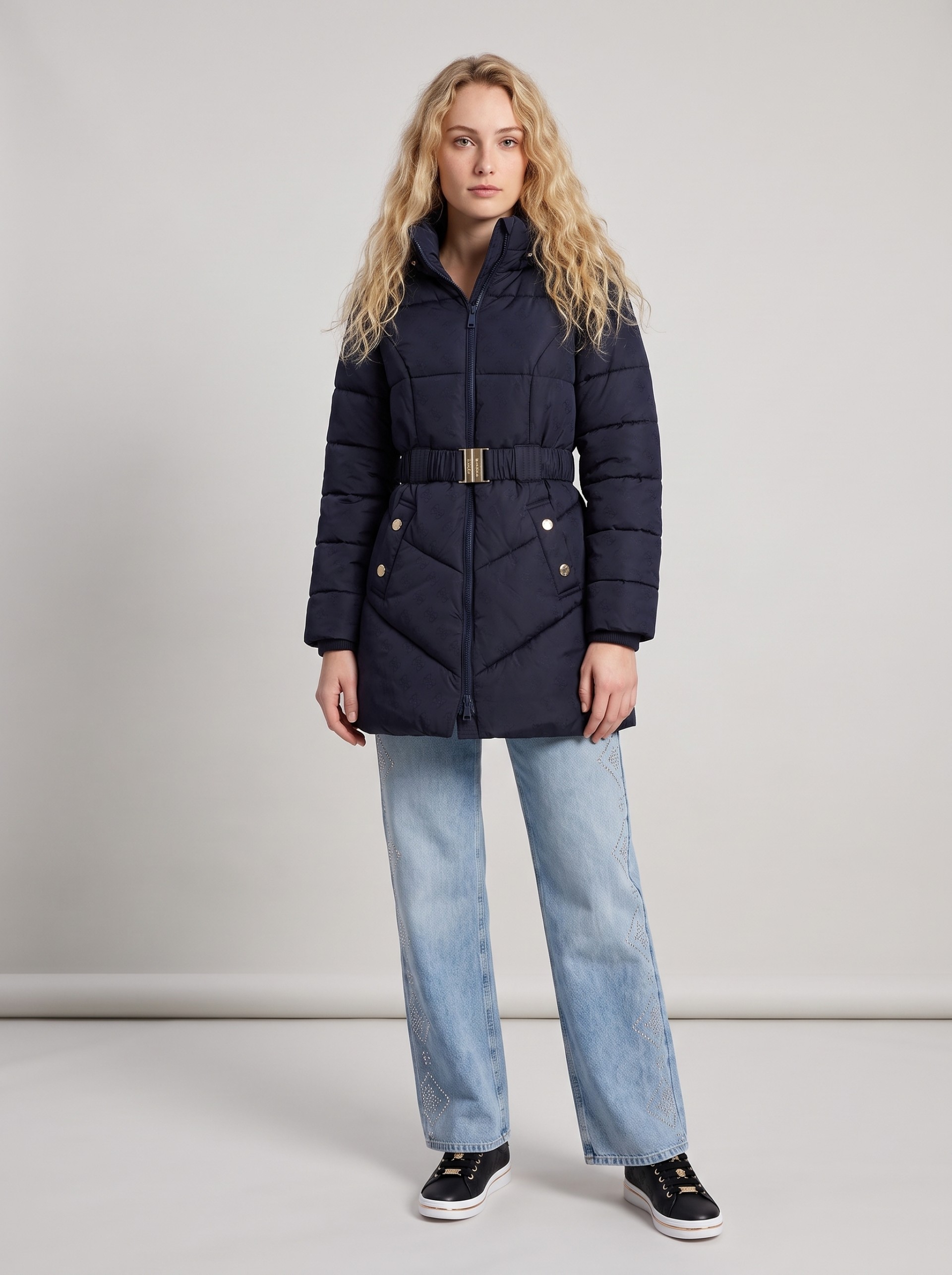 Kispo Guess Mulher New Imma Logo Midi Puffer