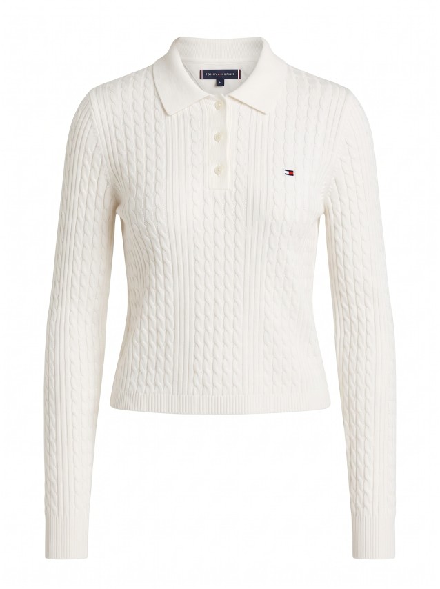 Polo Tommy Jeans Mulher Tjw Micro Cable Polo Sweater Ext