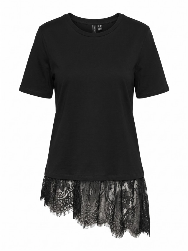 T-Shirt Vero Moda Mulher Vmbrit Ss O-Neck Lace T-Shirt Jrs