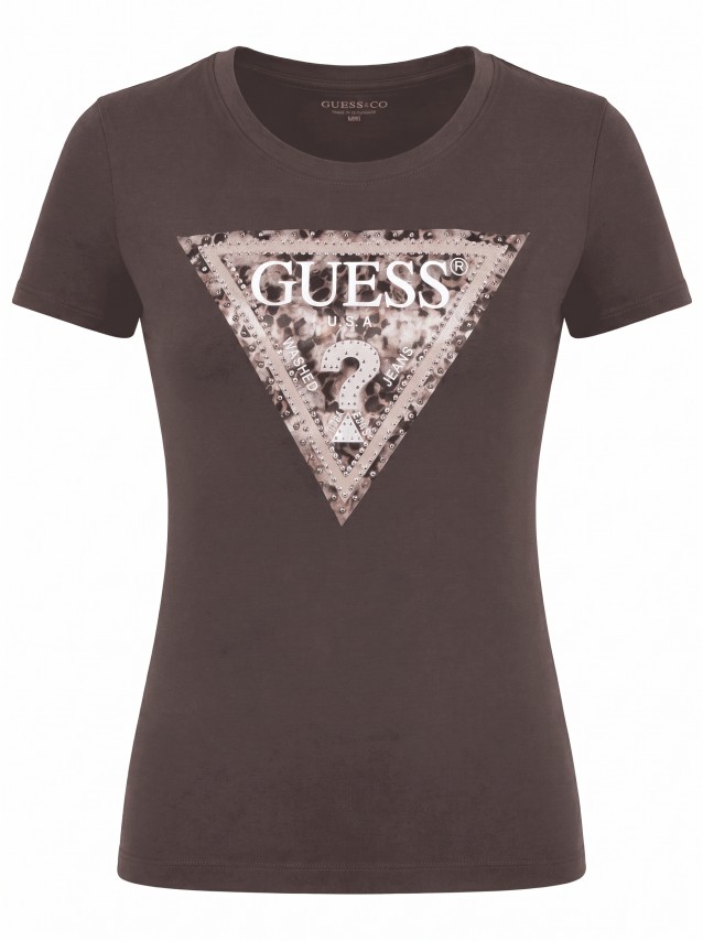 T-Shirt Guess Mulher Ss Cn Crystals Triangle Tee