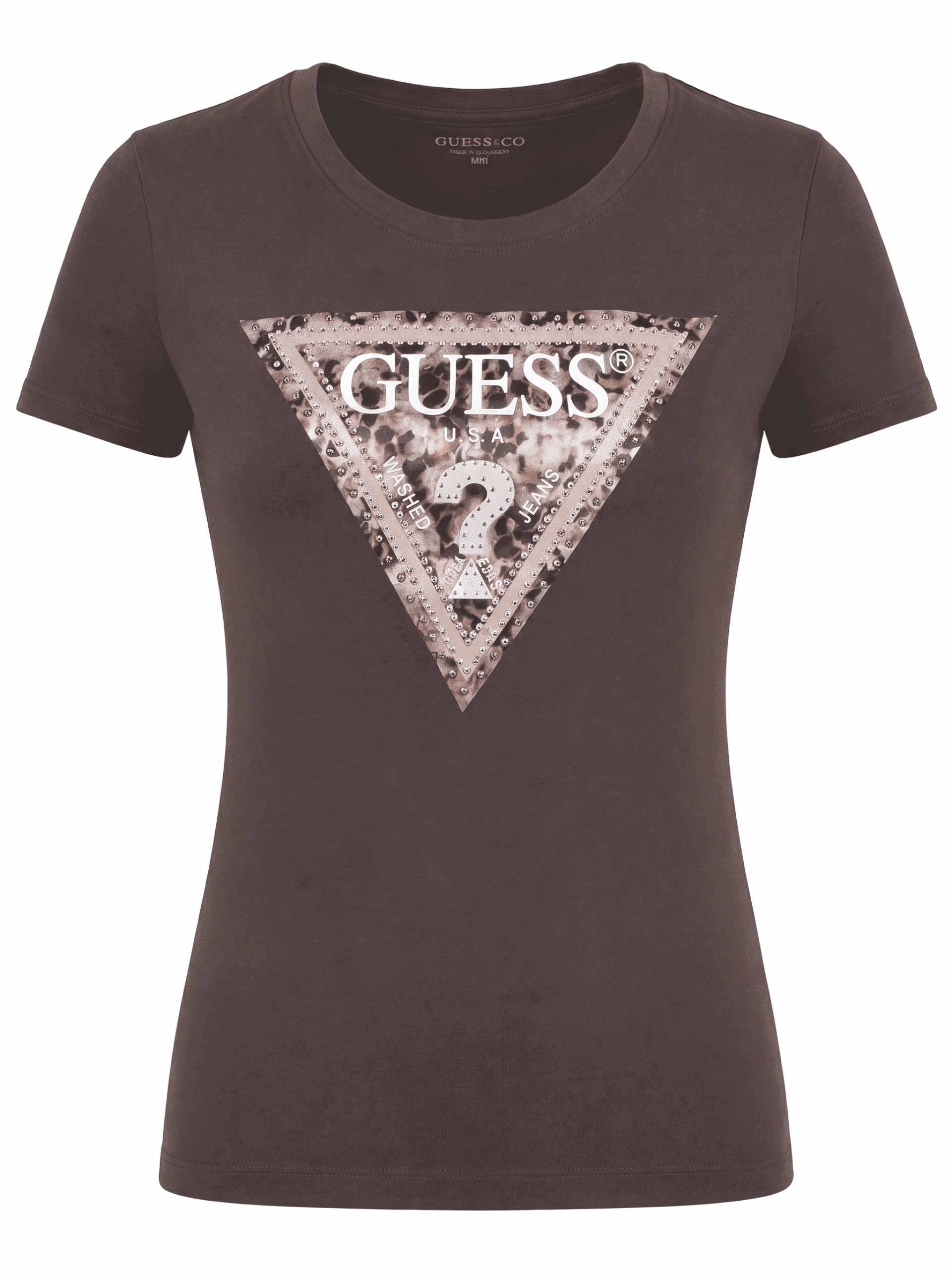 T-Shirt Guess Mulher Ss Cn Crystals Triangle Tee