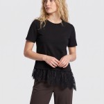 T-Shirt Vero Moda Mulher Vmbrit Ss O-Neck Lace T-Shirt Jrs