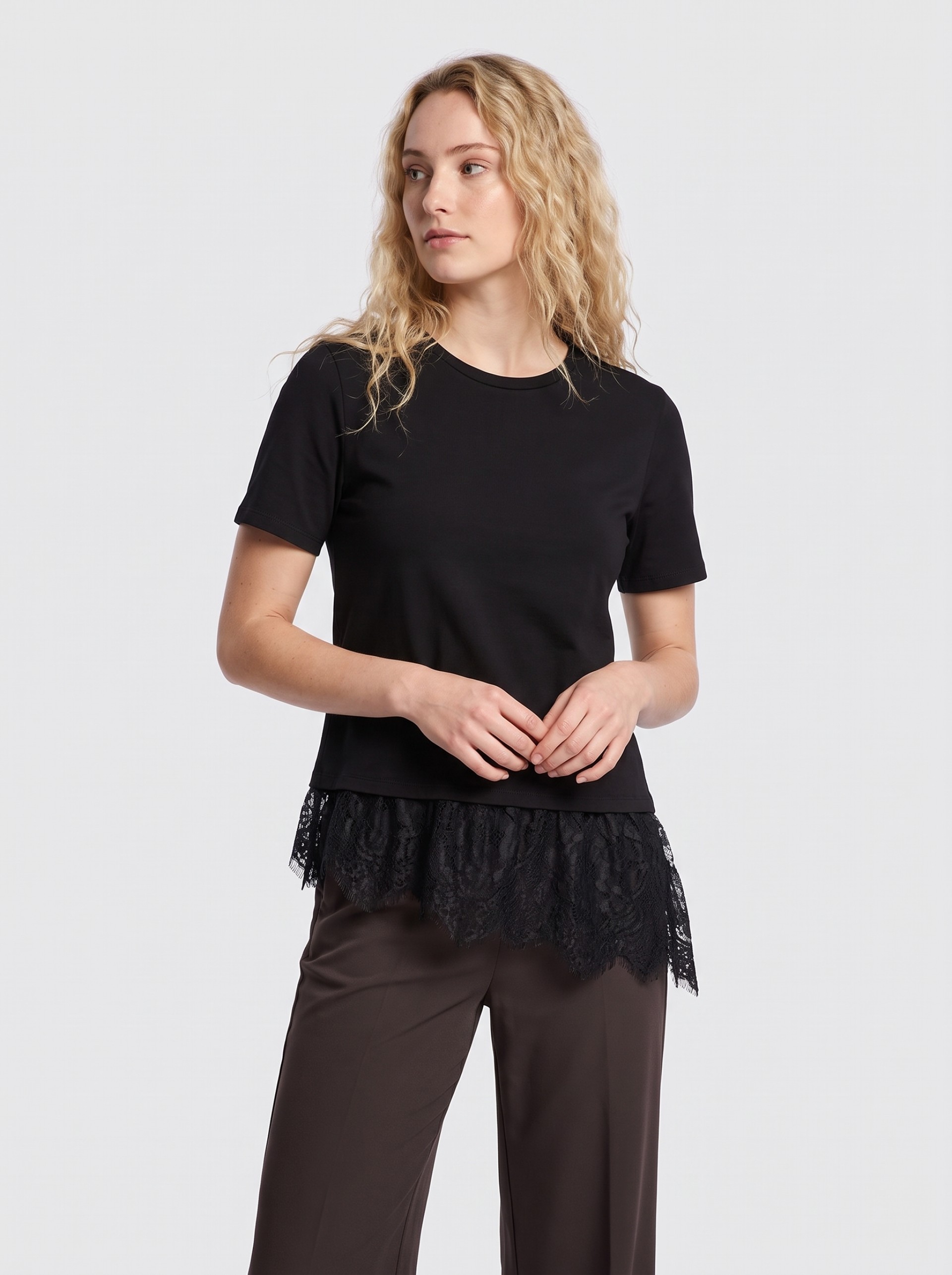 T-Shirt Vero Moda Mulher Vmbrit Ss O-Neck Lace T-Shirt Jrs