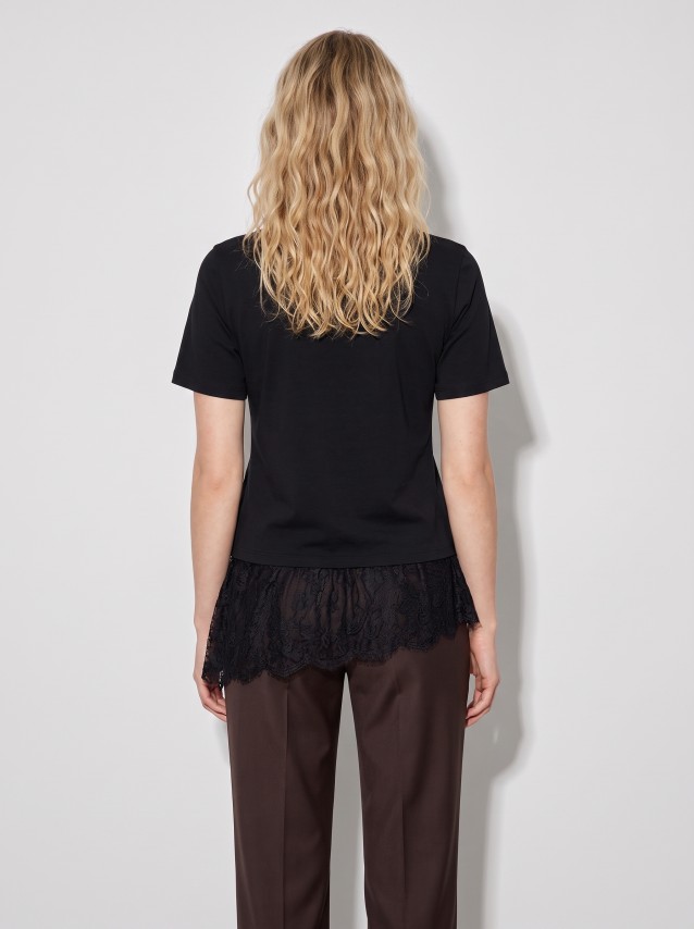 T-Shirt Vero Moda Mulher Vmbrit Ss O-Neck Lace T-Shirt Jrs