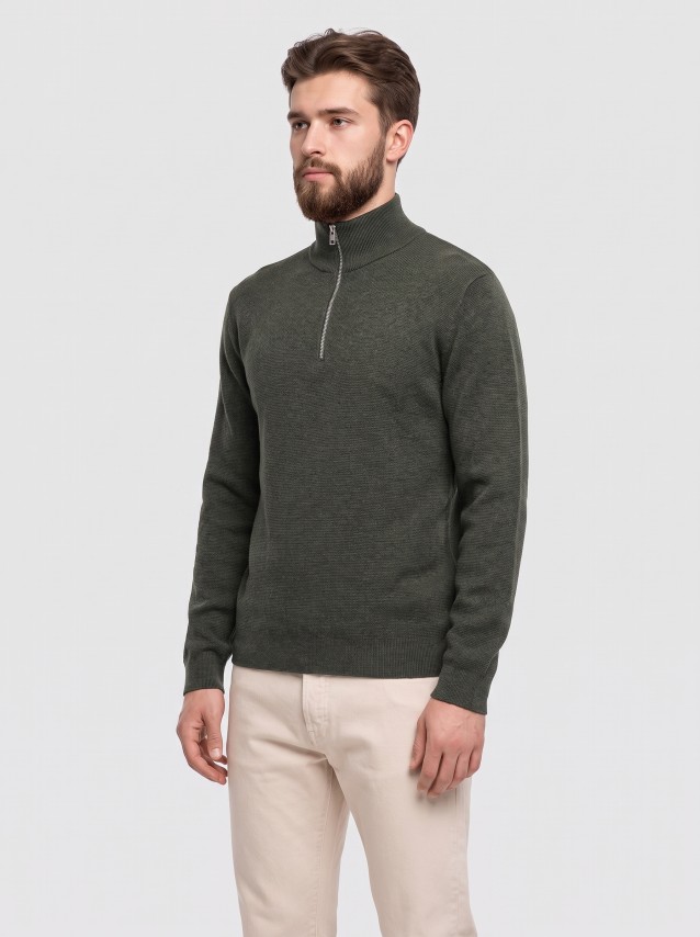 Camisola Jack & Jones Homem Jprblamilano Stitch Knit Half Zip Sn