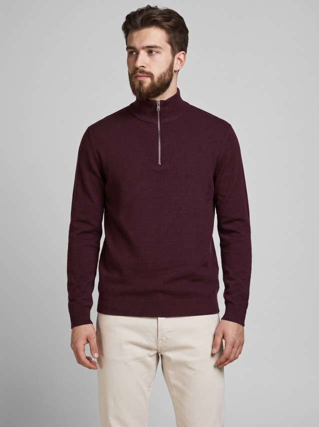 Camisola Jack & Jones Homem Jprblamilano Stitch Knit Half Zip Sn
