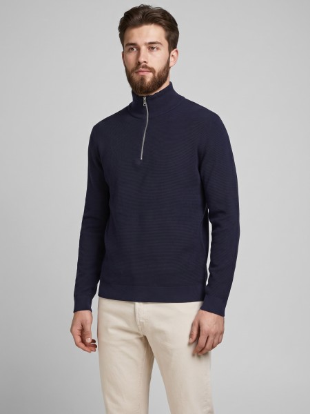 Camisola Jack & Jones Homem Jprblamilano Stitch Knit Half Zip Sn