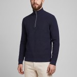 Camisola Jack & Jones Homem Jprblamilano Stitch Knit Half Zip Sn
