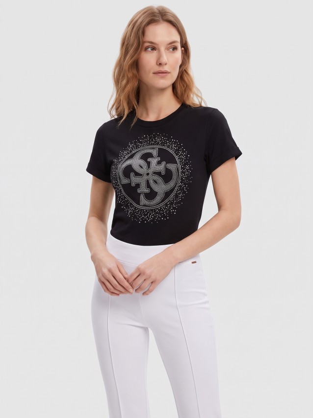 T-Shirt Guess Mulher Ss Cn Round 4G Degrade Hotfix