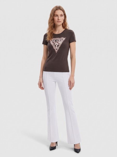 T-Shirt Guess Mulher Ss Cn Crystals Triangle Tee T-Shirt Guess Mulher Ss Cn Crystals Triangle Tee