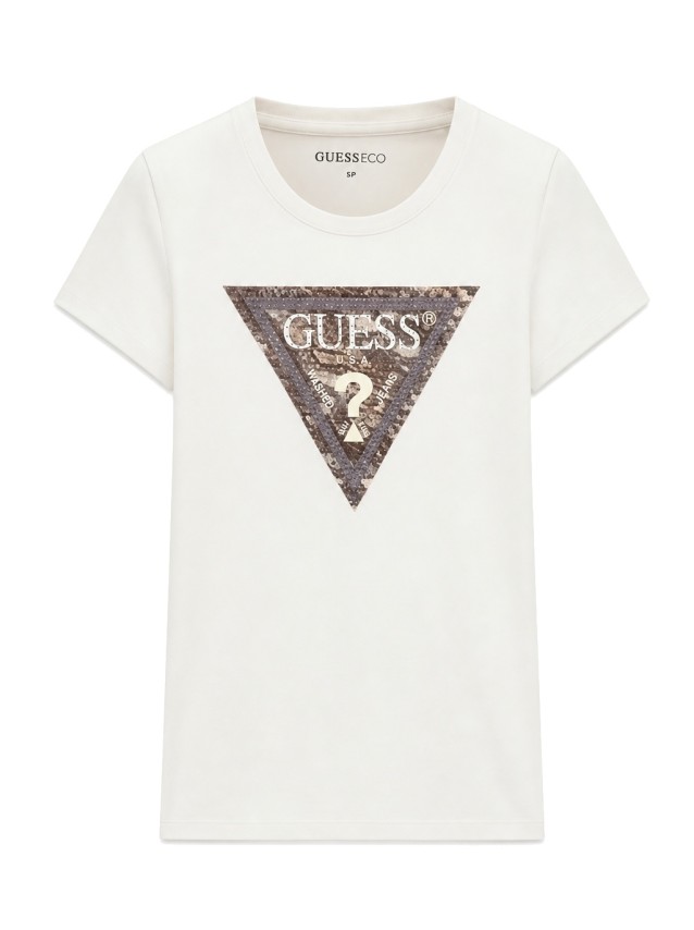 T-Shirt Guess Mulher Ss Cn Snake Triangle Tee