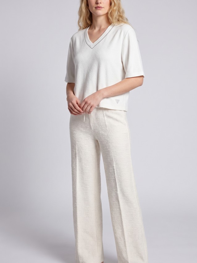 T-Shirt Guess Mulher Ss Vn Hotfix Traingle Top