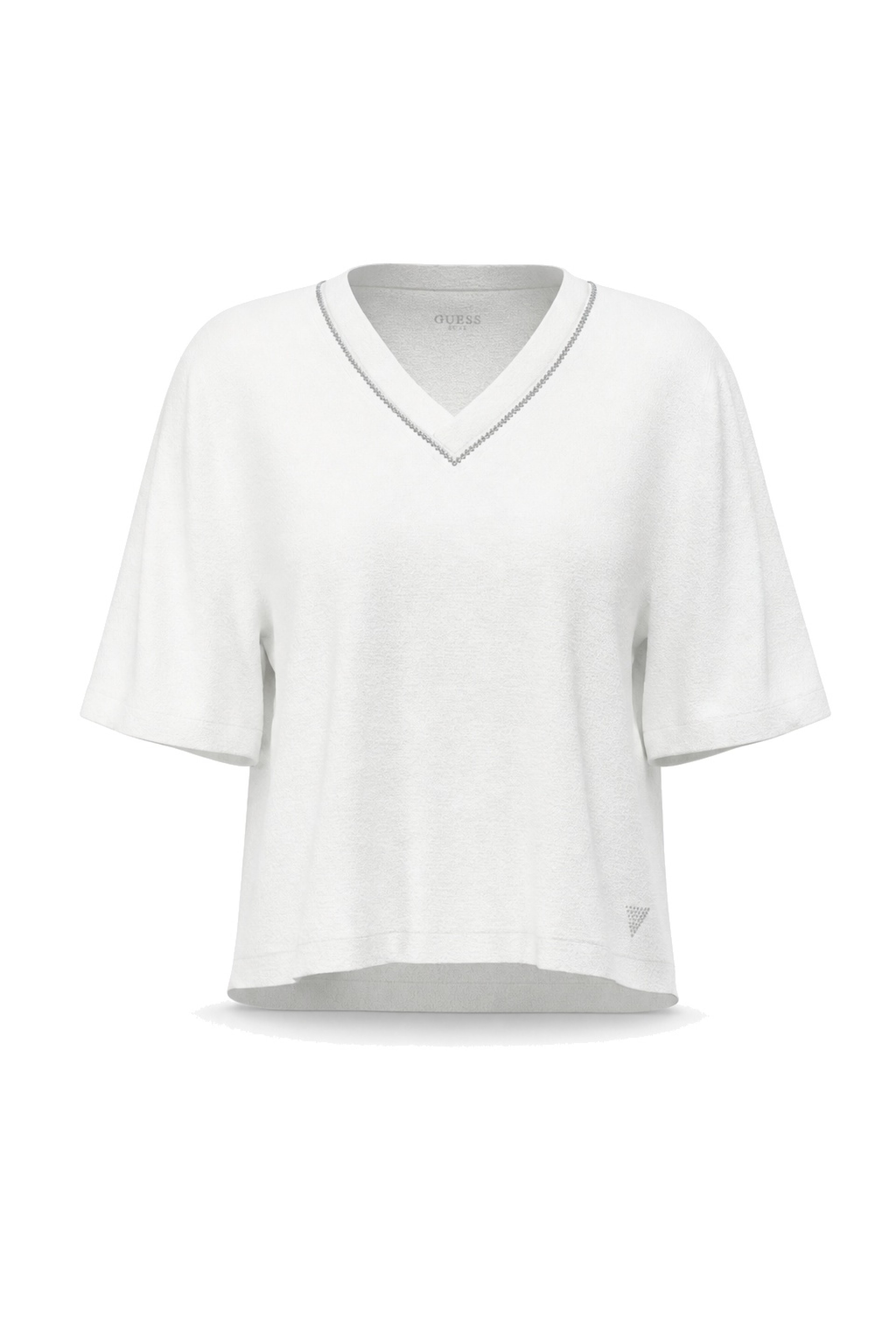 T-Shirt Guess Mulher Ss Vn Hotfix Traingle Top