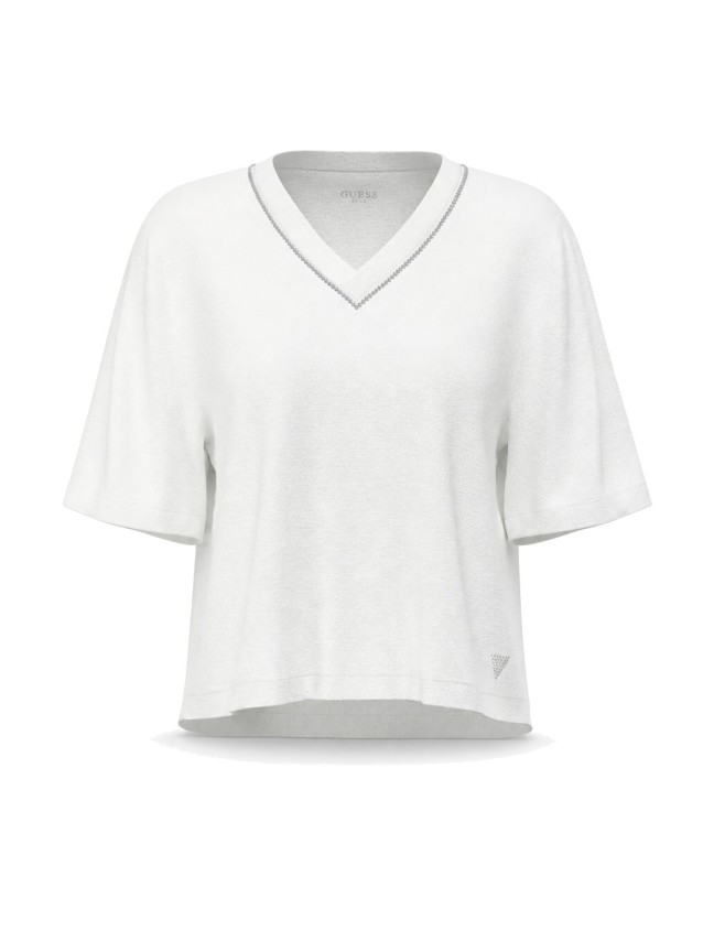 T-Shirt Guess Mulher Ss Vn Hotfix Traingle Top