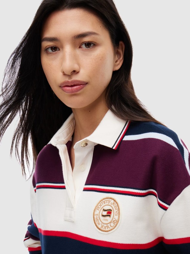 Camisola Tommy Jeans Mulher Tjw Crp Stripe Rugby