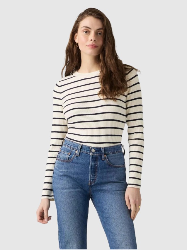 Camisola Levis Mulher Rib Crew Sweater Neutrals