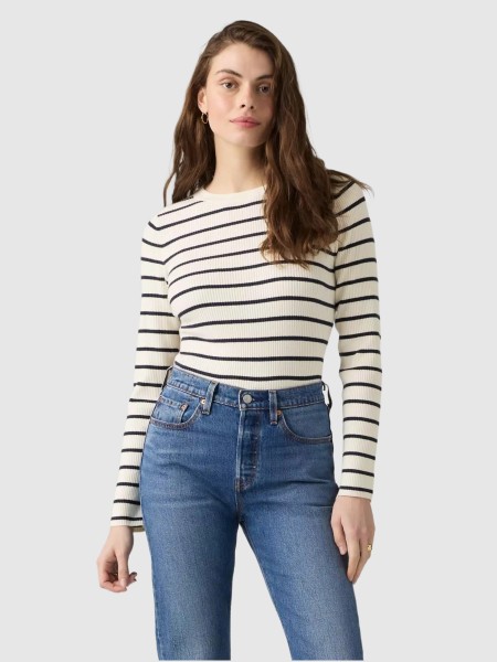 Camisola Levis Mulher Rib Crew Sweater Neutrals Camisola Levis Mulher Rib Crew Sweater Neutrals
