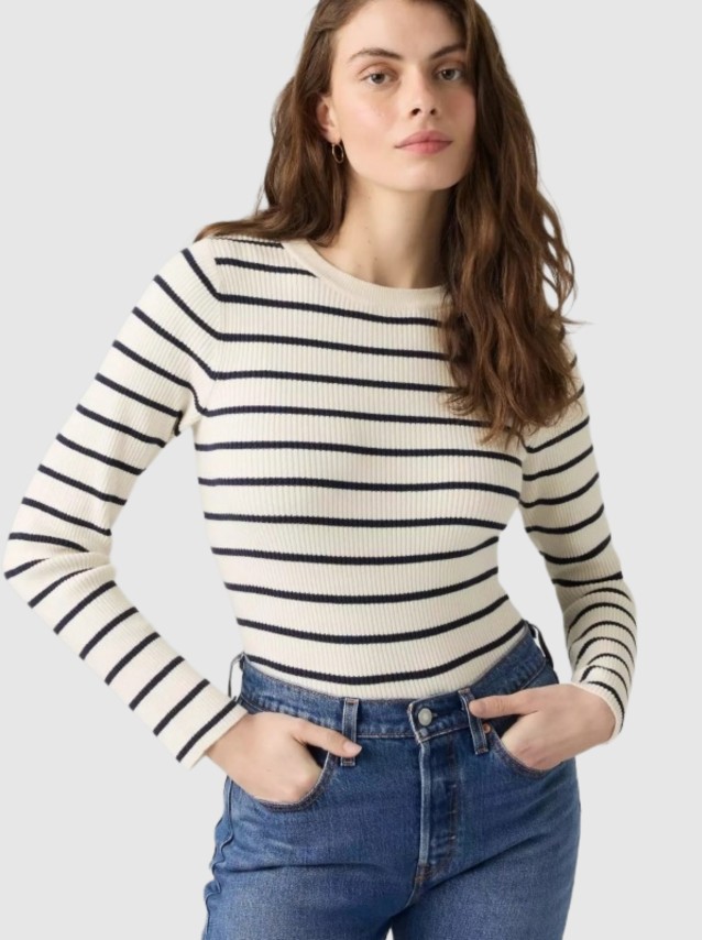 Camisola Levis Mulher Rib Crew Sweater Neutrals